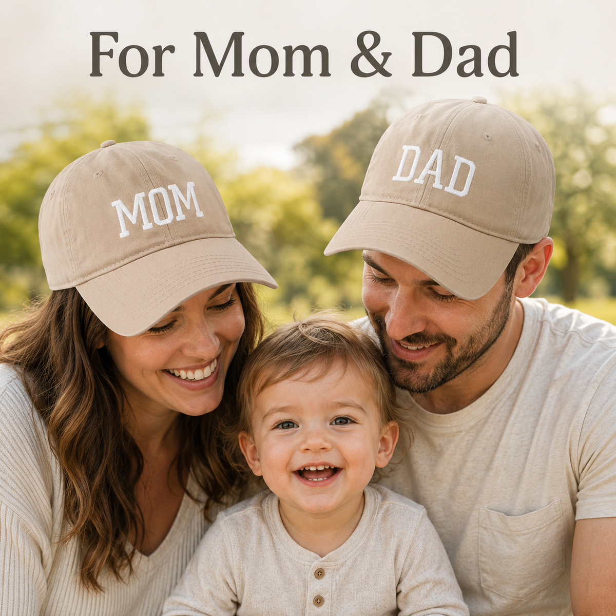 Embroidered Cotton Baseball Cap MOM and DAD