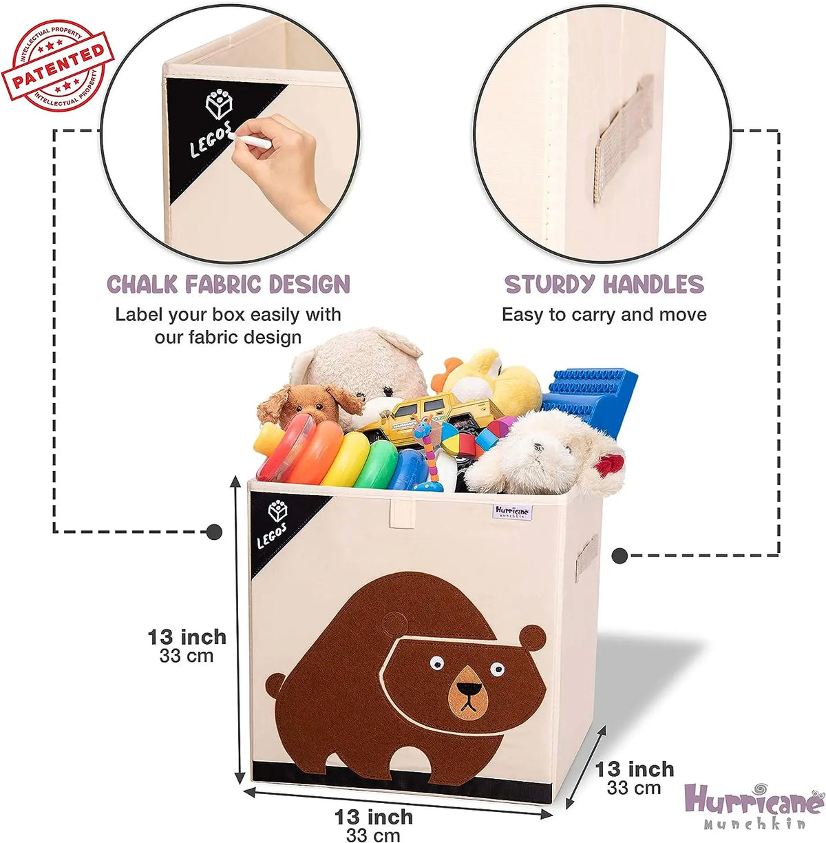 Squared Foldable Storage Box with Animals