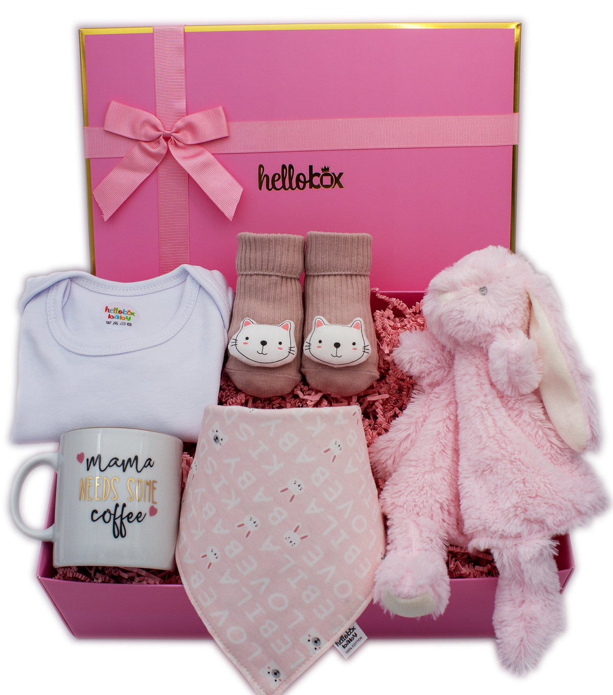 Baby Birth Gift Set for Girls - Comfort Blanket & Anti-Slip Socks (Pink)