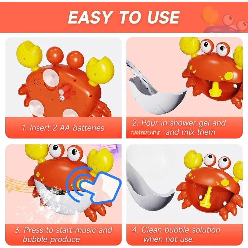 Bubble Machine Crab & Frog Musical Bath Toy