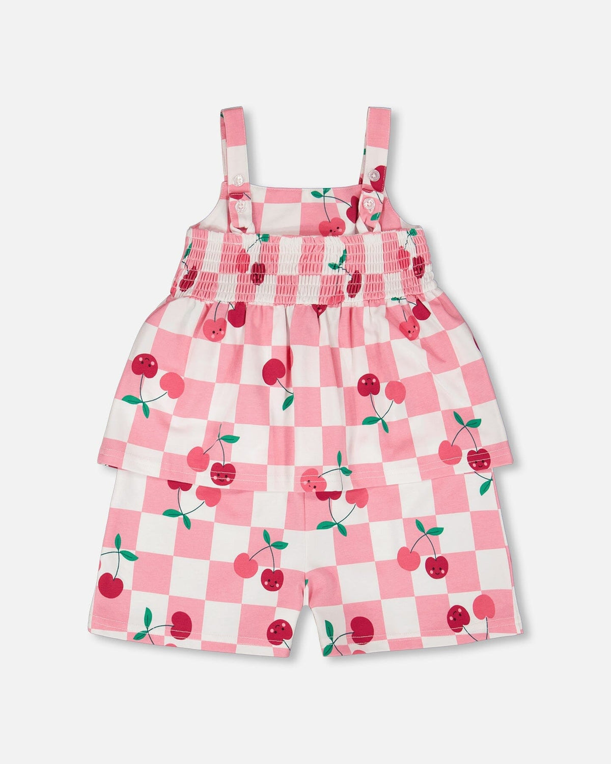 Organic Cotton Jersey Romper Pink Printed Cherries
