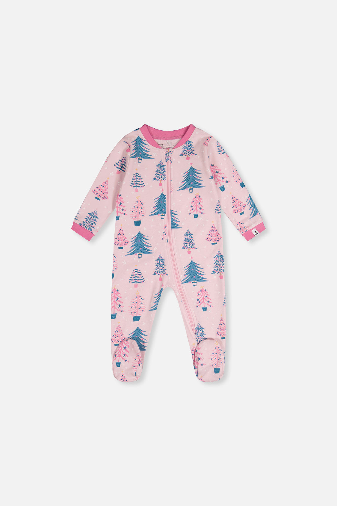 Baby Organic Cotton One Piece Pajama Pink Tree Print