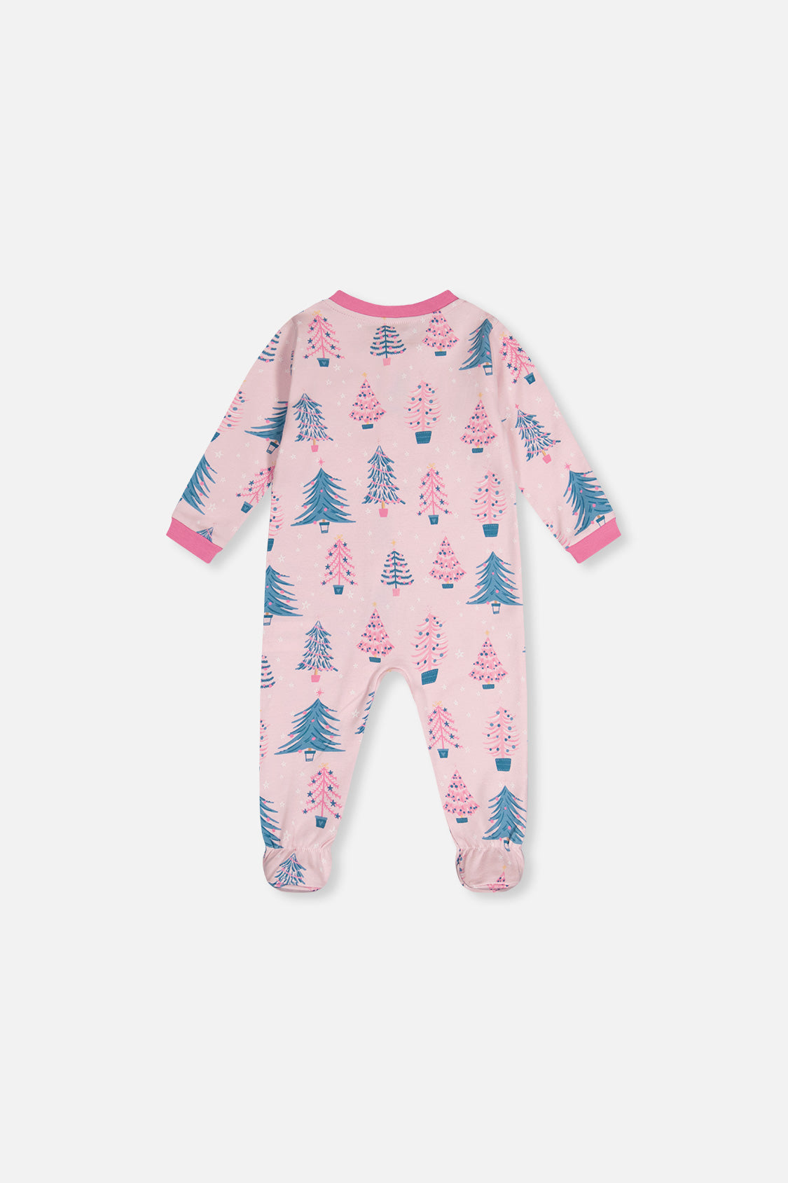 Baby Organic Cotton One Piece Pajama Pink Tree Print