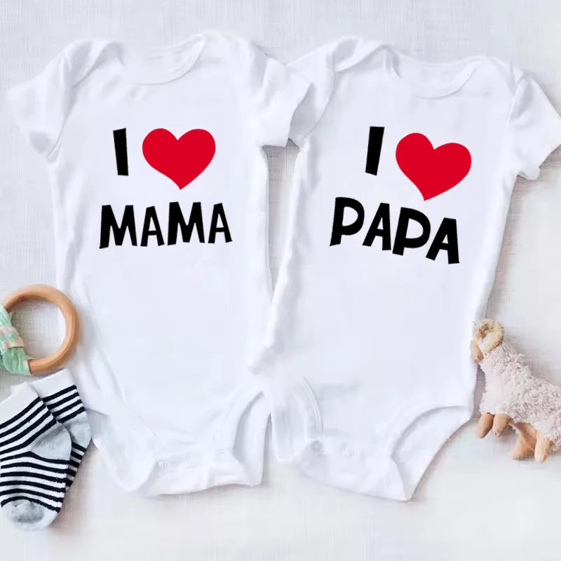 I Love Mama & Papa Baby Bodysuit