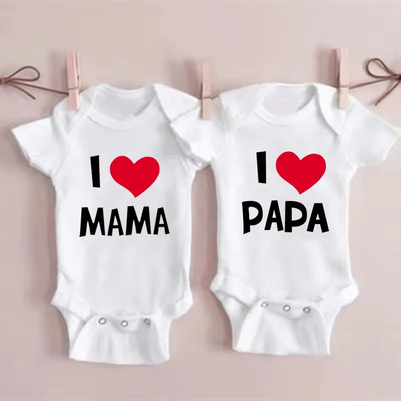 I Love Mama & Papa Baby Bodysuit