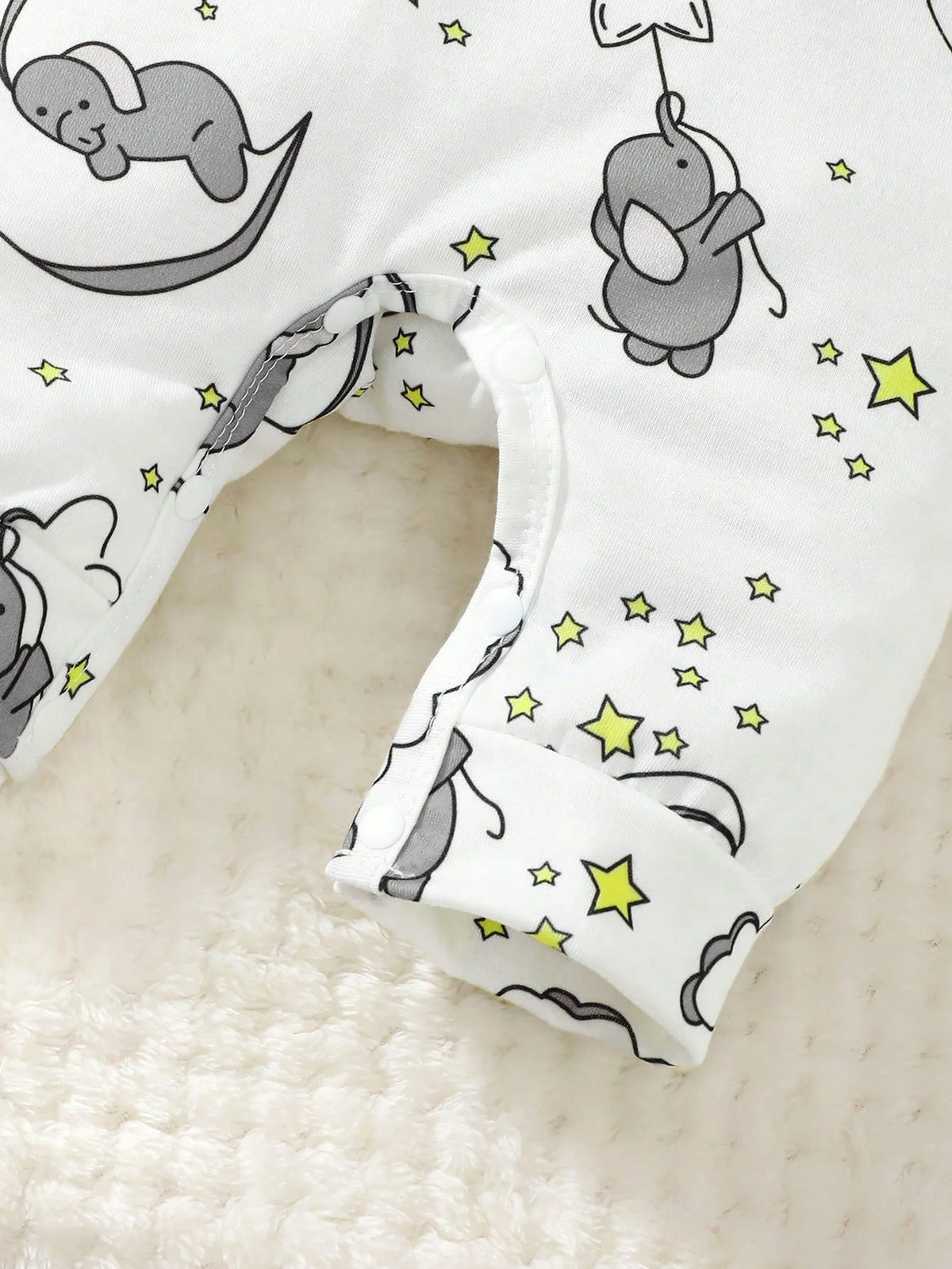 Cartoon Elephant Embroidered Long-Sleeve Baby Romper, 2-Pack