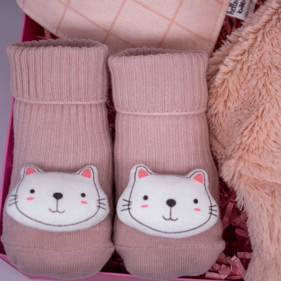 Baby Birth Gift Set for Girls - Comfort Blanket & Anti-Slip Socks
