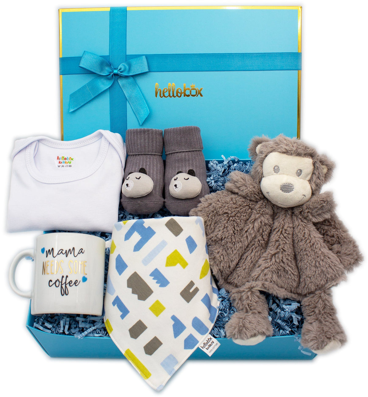 Baby Birth Gift Set for Boys - Comfort Blanket &amp; Anti-Slip Socks (Blue)