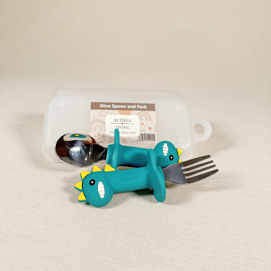 Ergonomic Dinosaur-Shaped Cutlery Set