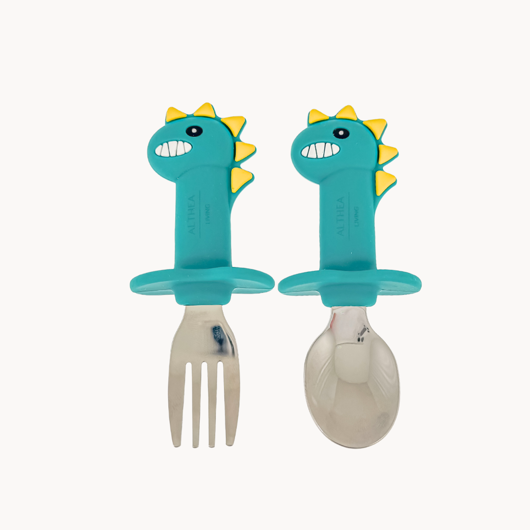 Ergonomic Dinosaur-Shaped Cutlery Set