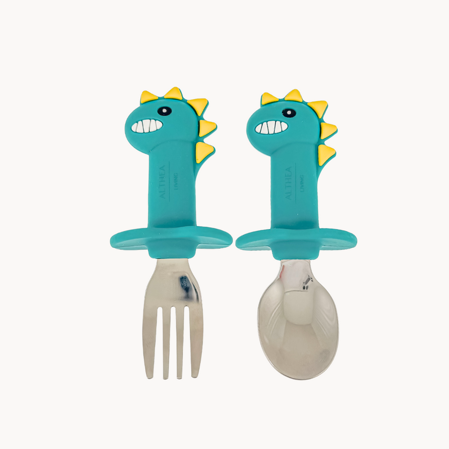 Ergonomic Dinosaur-Shaped Cutlery Set