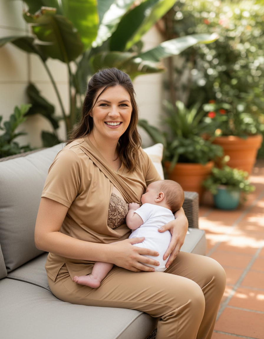 Mocha Cotton Nursing Pyjama Set