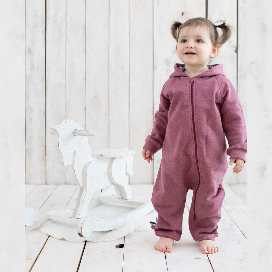 OrganicEra Organic Baby Jumpsuit With Zip - Bordeaux Melange