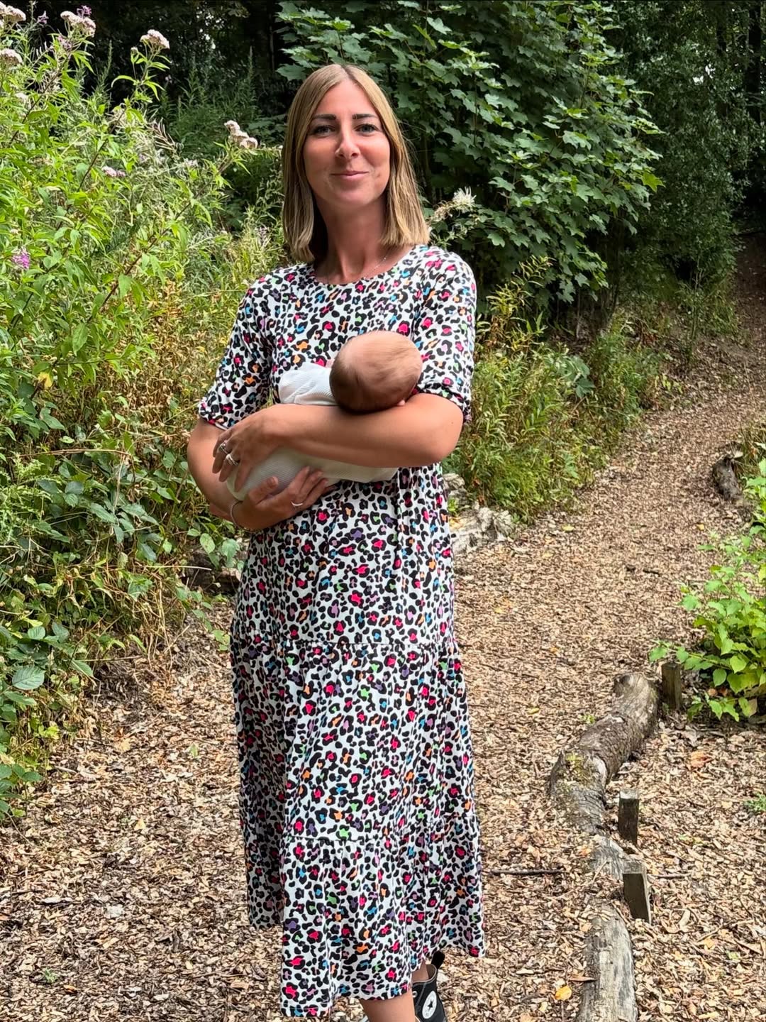 Rainbow Leopard Nursing Midi Dress
